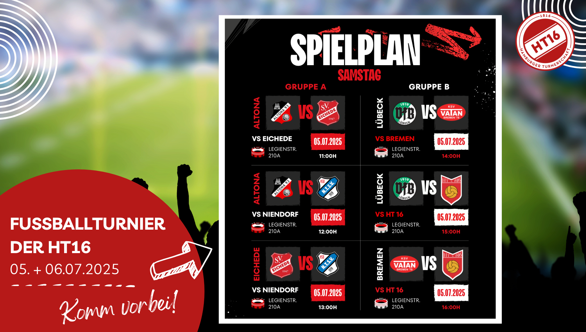 Sei live dabei! Einladung zum Fußballturnier der HT16 am 5.+6. Juli